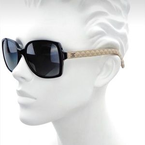 Chanel Sunglasses Black & Beige Ch 5289-q 57mm Quilted Leather Sunglasses- USED